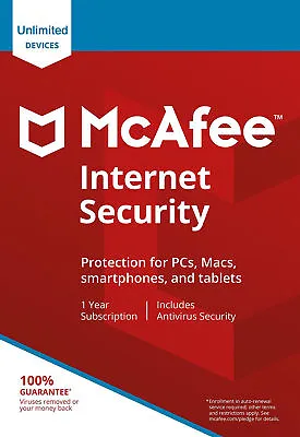 McAfee Internet Security 2023 Ten 10 Devices Users 1 Year NEW & RENEW • $9.64