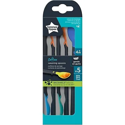 Tommee Tippee Softee Weaning Baby Spoon With Long Non-Slip Handles 5 Pack 447196 • £4.19