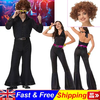 Fancy Dress Women Men 70s 80s 90s Dancing Costume Abba Jumpsuit Rock Disco Diva • £8.52