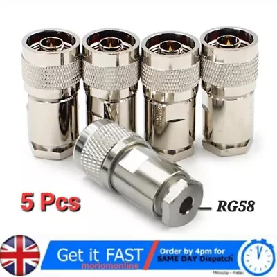 5pcs N Type Male Plug For RG58 RG223 LMR195 Clamp Type Compression Connector UK • £16.49