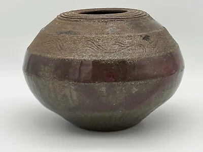 Vintage Stunning Brown To Red Studio Pottery Vase • $21