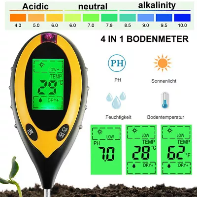 4 In 1 PH Soil Tester Water Moisture Light Test Meter For Garden Plant Seeding • $20.99