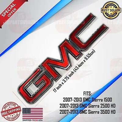 GMC Front Grille Emblem Badge Logo 17  Red Chrome 2007 -2017 GMC Sierra 22761795 • $57