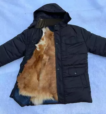 1PCS Real Sheepskin Fur Men's Hooded Parka Coat Warm Jacket Winter Ski Outwear • $59.99