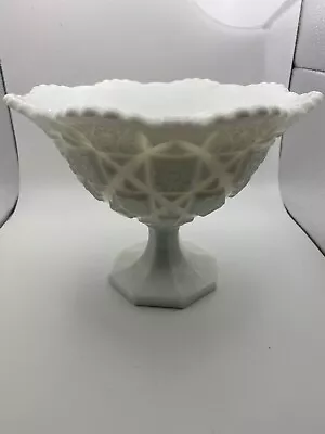 Westmoreland Pedestal Candy Dish Quilt Pattern White Milk Glass • $7.50