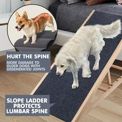 Foldable Dog Pet Ramp Adjustable Height Dogs Stairs For Bed Sofa Car 70cm/100cm • $51.99
