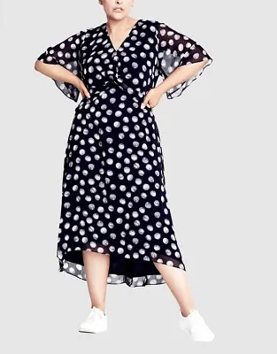 Refinity By City Chic Ladies Odette Maxi Dress Size 18 Medium Colour Black Spots • $24.99