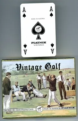 Golf Playing Cards Vtg Deck Box Double Piatnik Golfer Set Austria Club Made  • $8.97