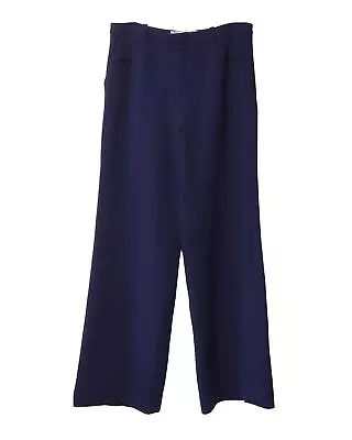 Pre Loved Roland Mouret Wide Leg Trousers In Blue Wool  -  Wide Legged • $1215