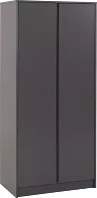 Malvern 2 Door Wardrobe In Grey Finish Hanging Rail And Shelf • £144.99