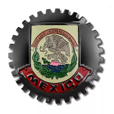 GunMetal Black Front Grill Badge Mexican Flag Spanish Bandera MEXICO MEDALLION • $23.99