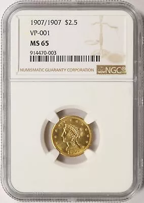 1907/1907 VP-001 Gold $2.5 Liberty NGC MS65 • $1265