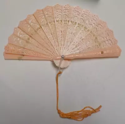 Vintage Pink Celluloid Child's Hand Fan Made In Hong Kong • $9.99