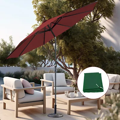 3m Garden Parasol Patio Umbrella Sun Shade Canopy Crank Tilt With Base Cover • £82.95