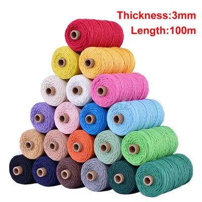 £4.49 • Buy Cotton Cord String Rope Hand-woven Clothes Craft Sewing Macrame 3mm 100m