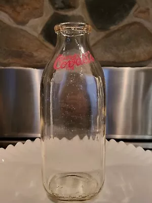 Covalt's Clear Glass Homogenized Milk 1 Quart Bottle Jar Duraglas Red Signature • $45