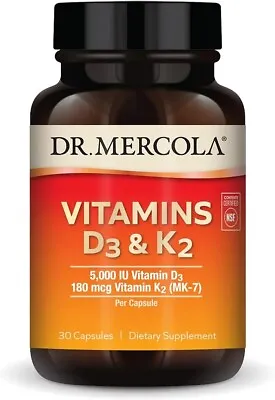 Dr. Mercola; Vitamins D3 & K2; 30 Caps; Exp. 8/24 Or Later; NEW • $21.99