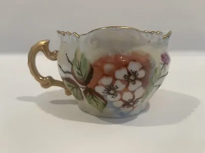 Antique Vintage JP1200 Porcelain Mustache Cup Floral Gold Trim • $7