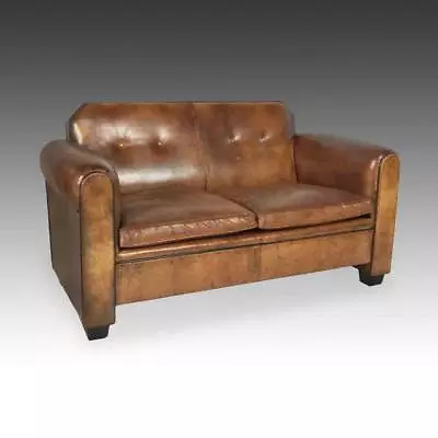 Vintage Sheep Leather Club Sofa Bart Van Bekhoven Mid-century Modern • $7495