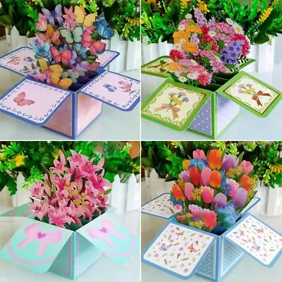 £5.78 • Buy 3D Pops-up Bouquet Paper Flowers Greeting Card For Birthday Anniversary Wedding