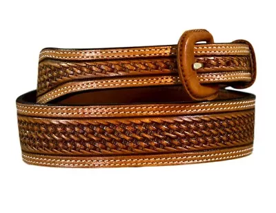 Vogt Silversmiths Western Belt Mens 1 1/4  Weave 28 Russet 041-042 • $63