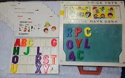 Vintage Fisher Price Toy 1972 School Days Desk Chalkboard Magnetic Letters Cards • $19.99