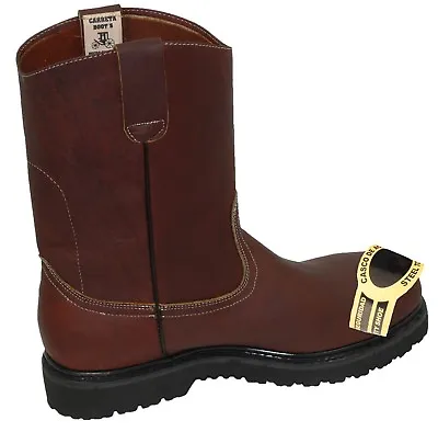 Men's Steel Toe Work Boots Pull On Safety Genuine Leather  Oil Resistant #410 • $69.99