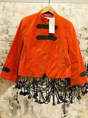 Unique Charles Nolan New York Velvet Orange W/Gray Accent Jacket Size S NWT $578 • $180