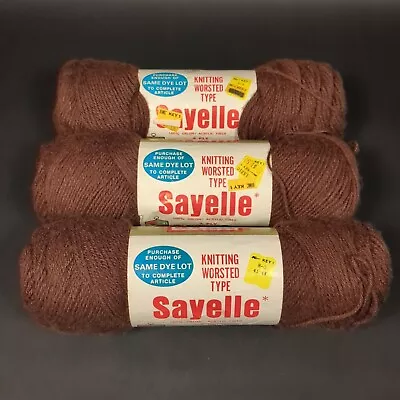 (3) Dark Brown Skeins Yarn Orlon Sayelle Vintage • $12.95