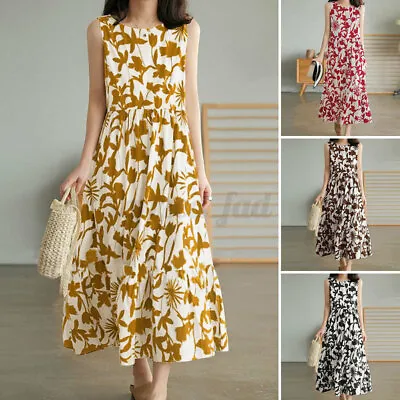 $26.81 • Buy ZANZEA Women Summer Holiday Sundress Floral Sleeveless Tank Maxi Long Dress Plus