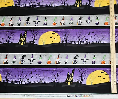 Gnome-ster Mash Gnomes Stripe Halloween Fabric    23  X 42     #82648 • $4.93