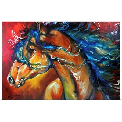 Red Thunder Indian War Horse Poster Art Print Horse Home Decor • £38.60
