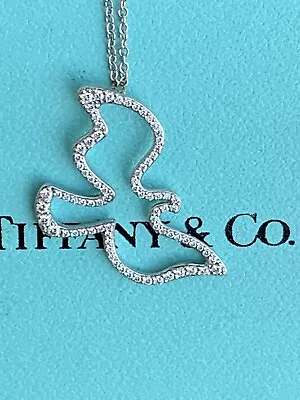 Tiffany & Co 18K Gold Paloma Picasso Diamond Dove Peace Pendant Necklace Rare • $1.54