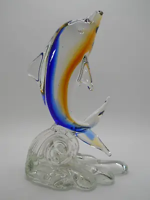 Murano ARTE ICE T Dolphin Riding A Wave Figurine • $32