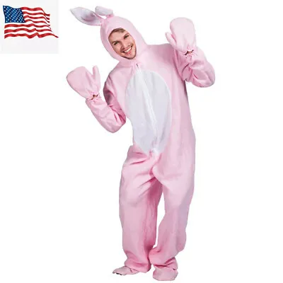 Unisex Bunny Animal Pink Rabbit Jumpsuit Party Costume Outfit Funny Dress US • $35.99