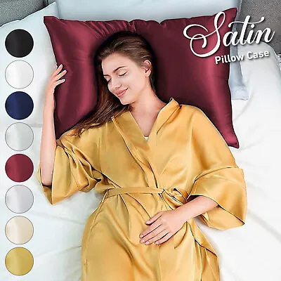 2 Pack Satin Silk Pillowcase For Hair & Skin Soft Luxury Pack OF 2 Pillow Covers • £2.99