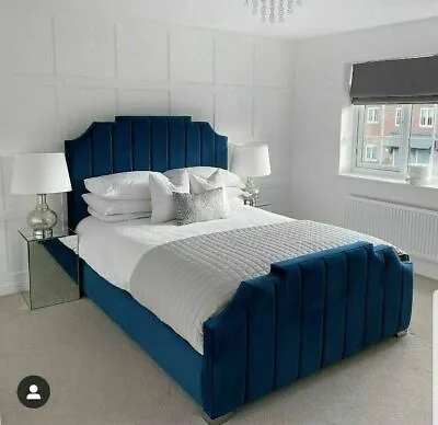 Wingback Panel Bed Frame Upholstered Plush Velvet Lined Luxury Bed New Design • £354.99