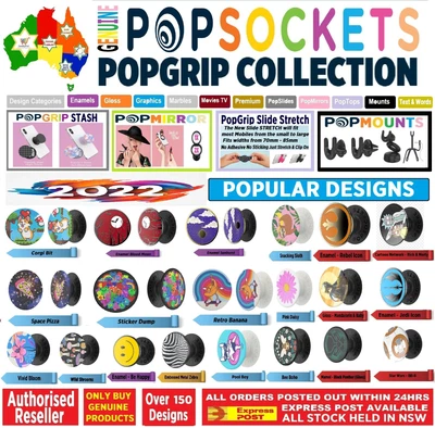$16.50 • Buy Authentic PopSockets Grip Pop Socket Top Phone Universal Stand Holder Car Mount