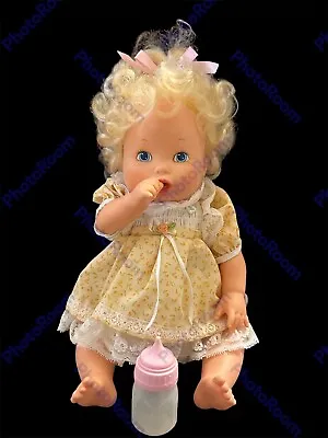 Vintage Baby Alive Doll 16” Tall Blue Eyes Curly Blond 1990 Kenner • $112.99