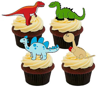 Dinosaurs Edible Cupcake Toppers - Stand-up Fairy Cake Decorations Kids Birthday • £2.99