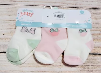 NWT DISNEY Baby Girl Minnie Mouse SOCKS 3 Pair Set Pink/Mint Green/Ivory 6/12m • $8