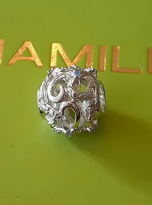 CHAMILIA Floral Scroll Work 925 Silver Blue Crystals Charm • £14