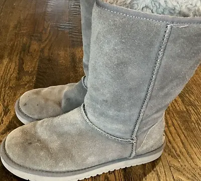 Koolaburra By UGG Koola Tall Gray Suede Fur Winter Boots Womens Size 8 1017089 • $29.95
