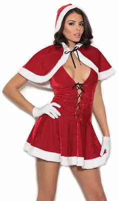 Mrs. Claus Santa Costume Velvet Dress Hooded Cape Holiday Christmas 99075 • $39.94