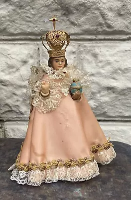 Vintage Infant Of Prague Chalkware Statue Small 7.5” Crown As Is • $27.99