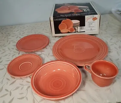 RARE!! Fiestaware NEW Old Stock 5 Piece Dinner Set *RETIRED COLOR* Persimmon  • $59