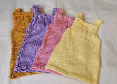 Hand Knitted Pinafore Dress 3 /6 Months. 1 Of Each Colour Available.  • £6.50