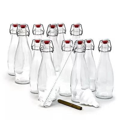 Nevlers Set Of 12 Glass Bottles - 17 Oz. Glass Serving Bottles And Accessories • $36.99