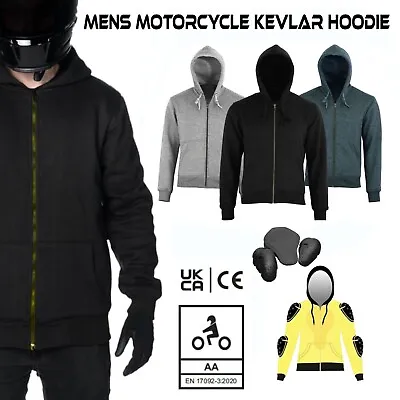 Mens Motorcycle Motorbike Fleece Hoodie Jacket CE Removable Armoured Hoody Sport • $49.72