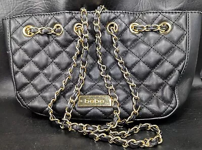 Bebe BLACK QUILTED SMALL PURSE GREAT FOR THE PROM • $14.99